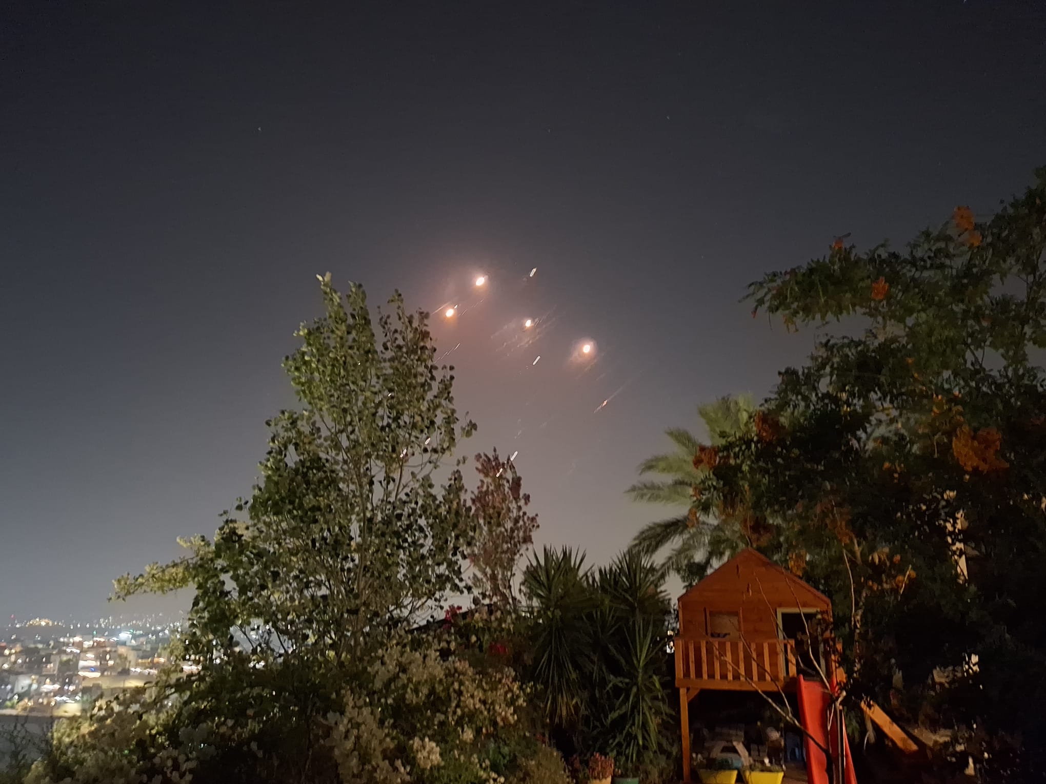 Iranian missiles crossing the sky